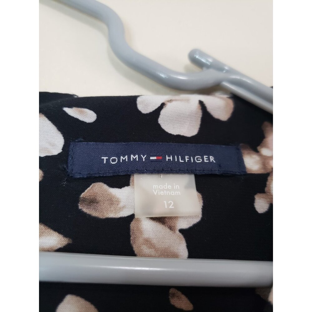 Tommy Hilfiger Womens 12 Mini Shift Dress Black Floral Flare Sleeve Office NWT - Picture 5 of 6